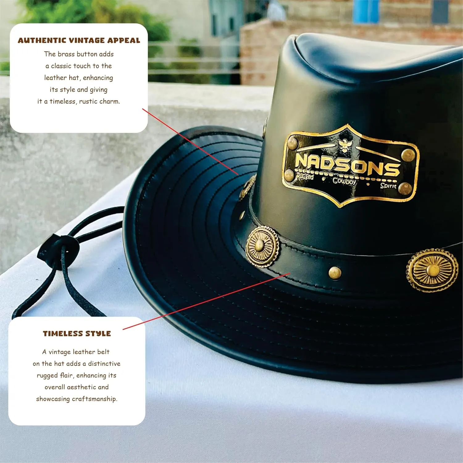100% Leather Black Stallion Leather Hat: The Ultimate Blend of Strength and Style