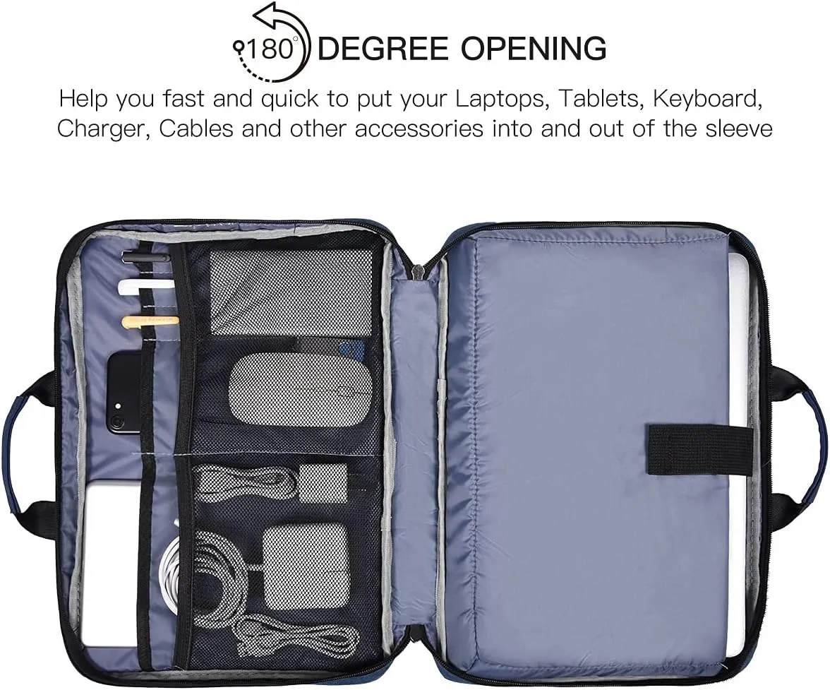 11.6 12.9 Inch Laptop Bag, Men Women Travel Briefcase with Organizer, Waterproof Laptop Sleeve for Lenovo Chromebook 11.6, Surface Pro 7/6/5/4, Macbook Air 13 A2337 A2179, Dell HP ASUS Carry Case,Blue