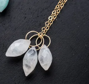 14K Gold Fill Moonstone Dew Drop Necklace