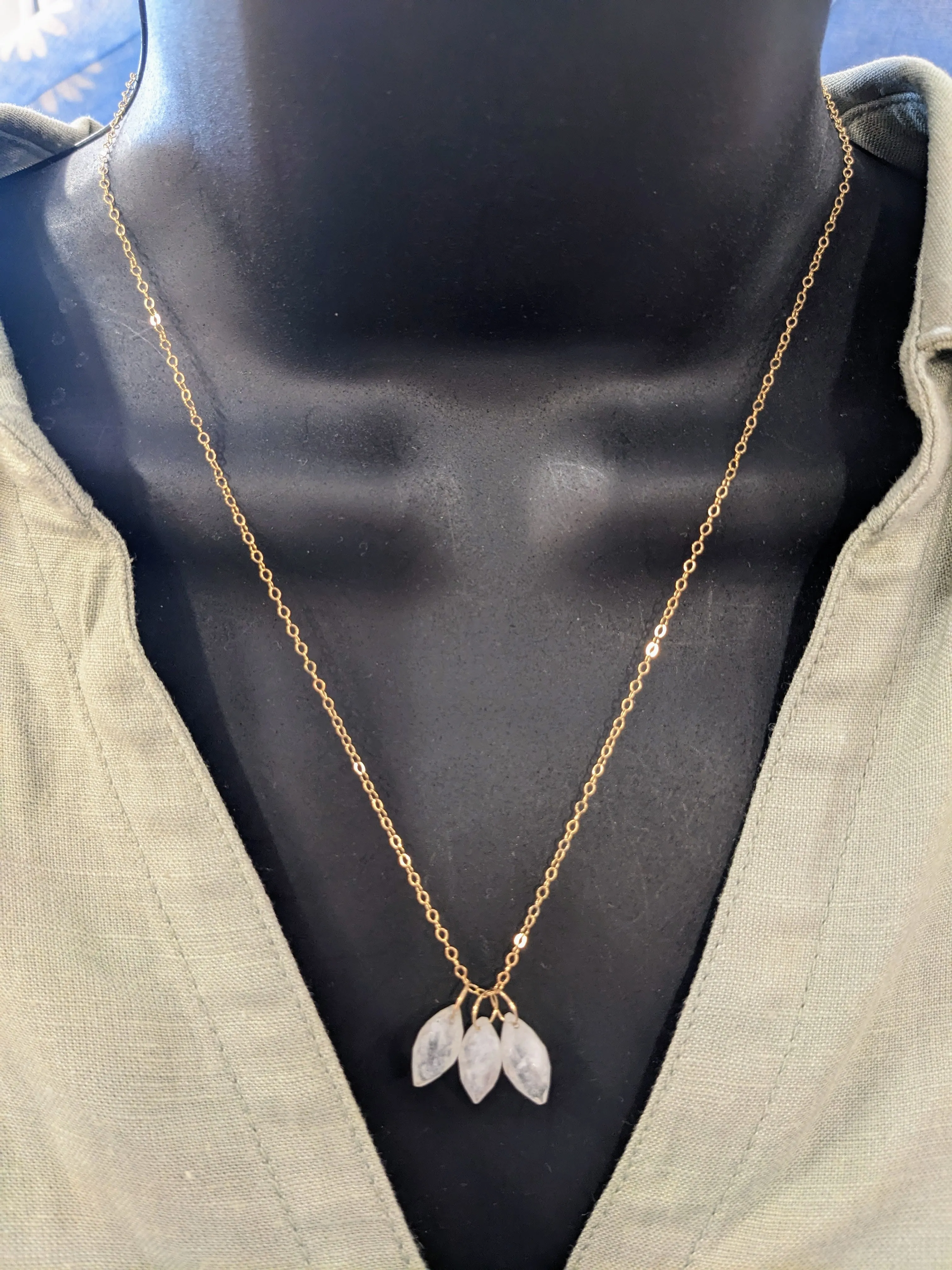 14K Gold Fill Moonstone Dew Drop Necklace