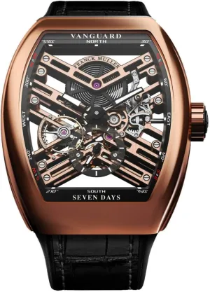 18kt Solid Rose Gold Vanguard Skeleton 7 Days Power Reserve