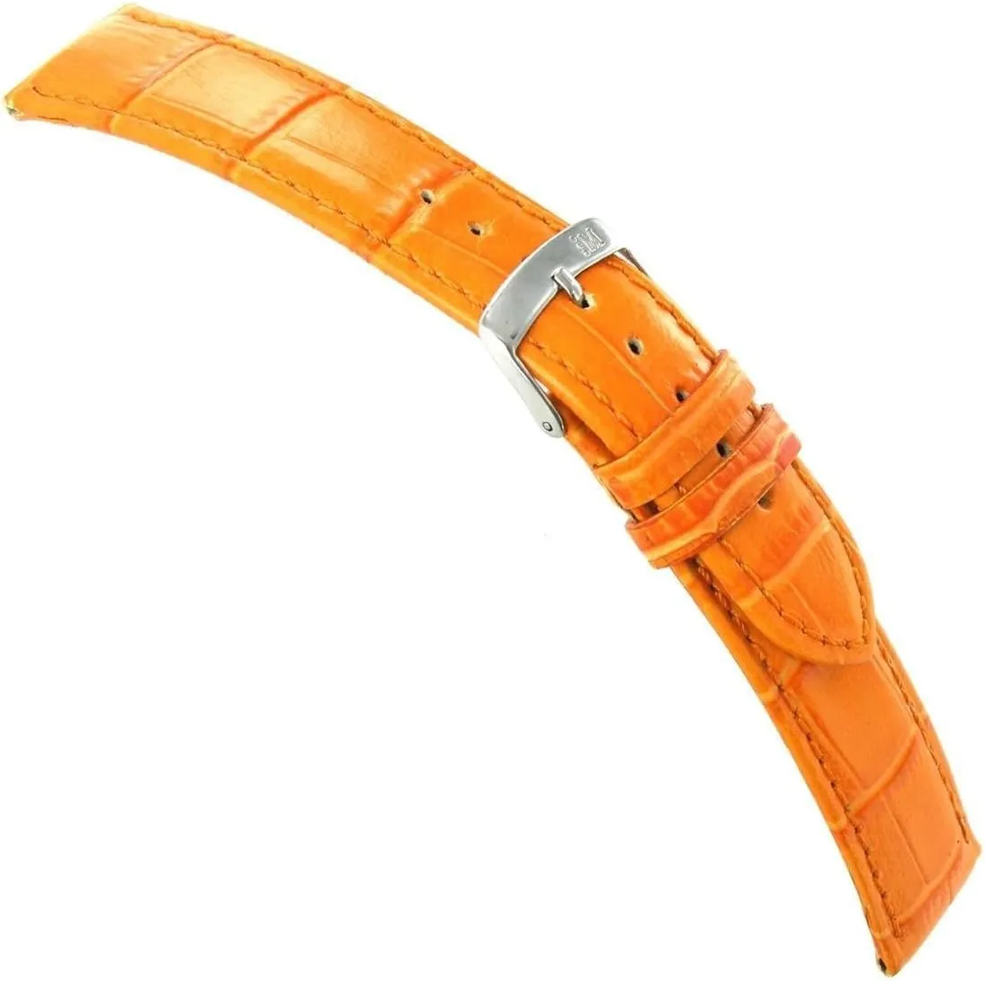 18mm Morellato Samba Italian Leather Alligator Grain Orange Watch Band 2704