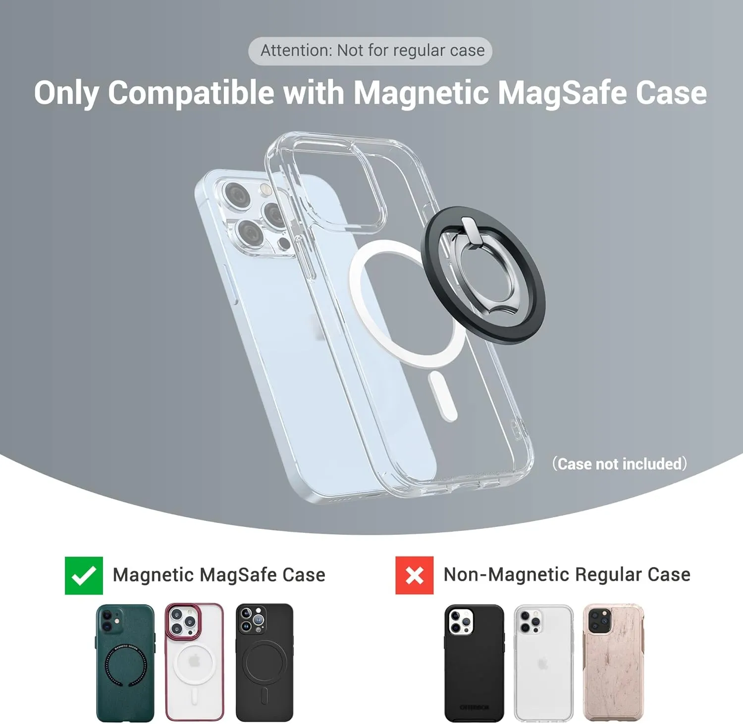[2 Pack] PROfezzion Metal Ring Holder for Mag Safe, Magnetic Phone Grip Stand with Double-Sided Magnet for iPhone 16 15 14 13 12 Pro Max Plus & Mag Safe Case-Purple