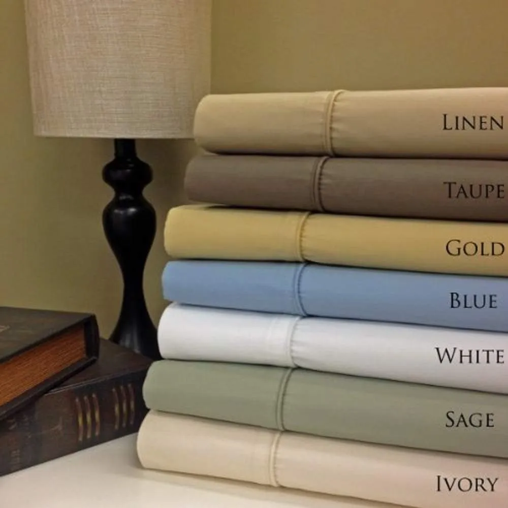 22-Inch Super Deep Pocket Solid 650TC Cotton-Blend Bed Sheets (Gold, Cal-King)