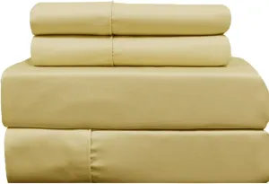 22-Inch Super Deep Pocket Solid 650TC Cotton-Blend Bed Sheets (Gold, Cal-King)