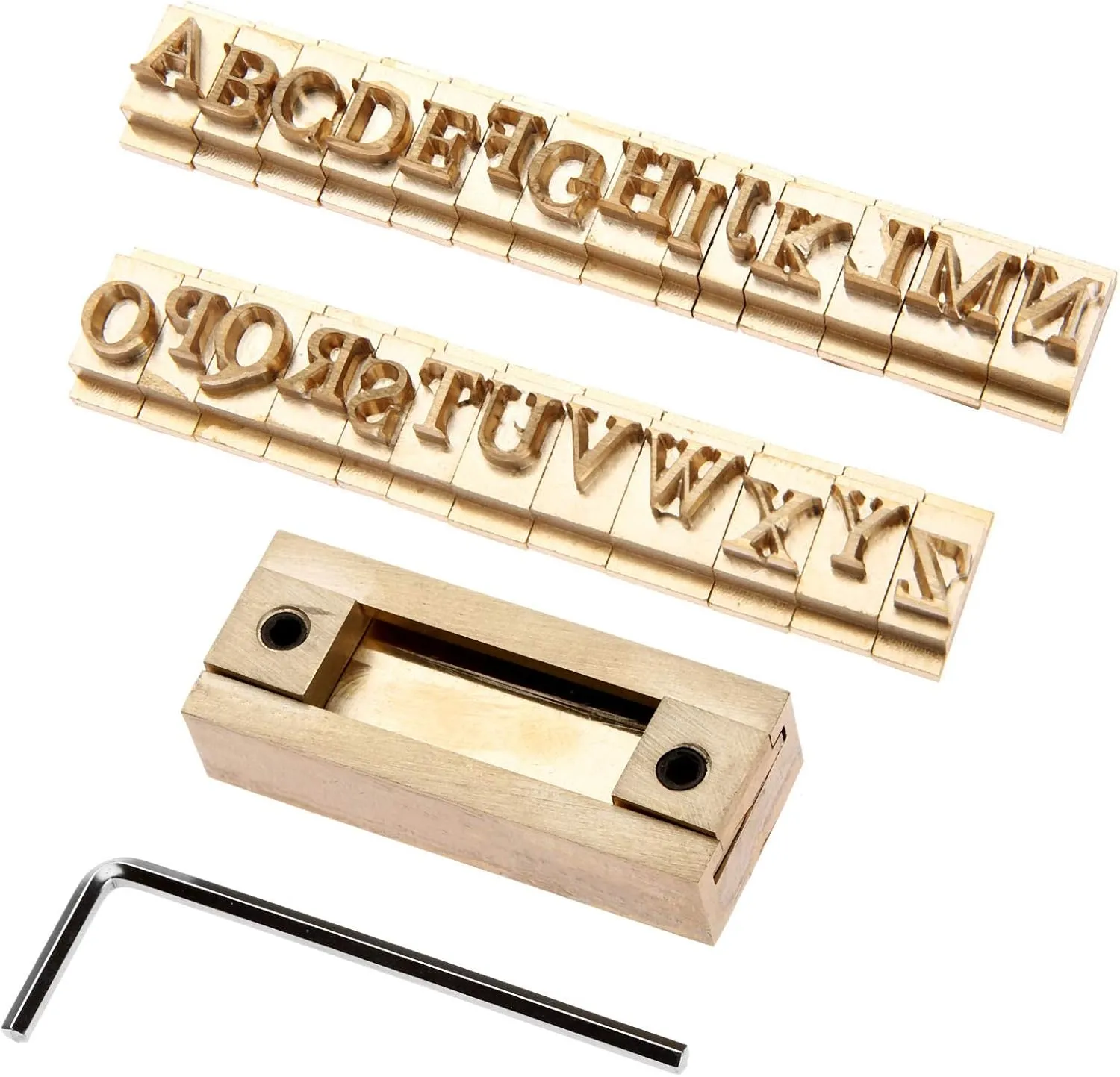 26Pcs Brass Captal Letters Times New Roman Stamp Mold   5cm T-Slot Fixture Holder