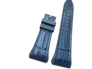 28mm Franck Muller Vanguard V45 Strap Use Navy Alligator Leather & Rubber - Handmade by Dohale