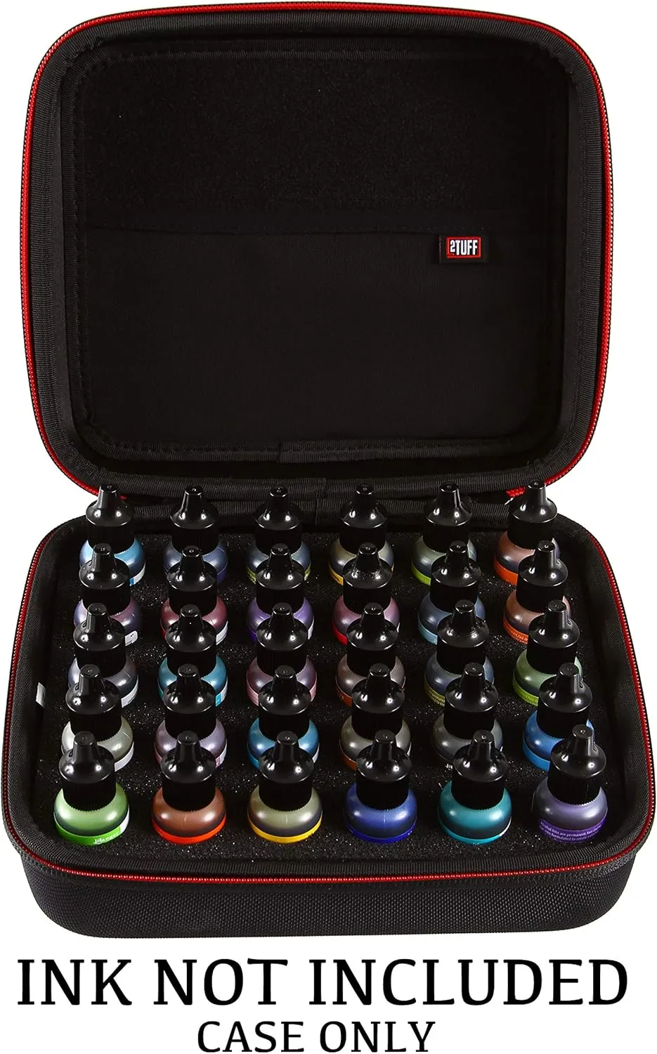 2TUFF Alcohol Ink Storage Case and Paint Carry Case - Fits up to 30 bottles - Alcohol Ink Case and Miniature Paint Organizer for Ink and Paints with Foam Insert and Inner Storage Pocket
