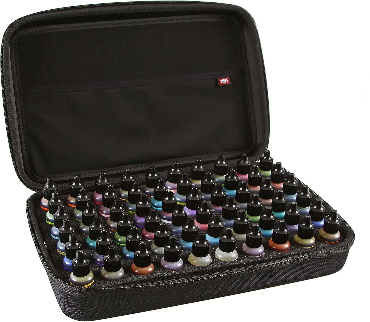 2TUFF Alcohol Ink Storage Case and Paint Carry Case - Fits up to 60 bottles - Alcohol Ink Case and Miniature Paint Organizer for Ink and Paints with Foam Insert and Inner Storage Pocket