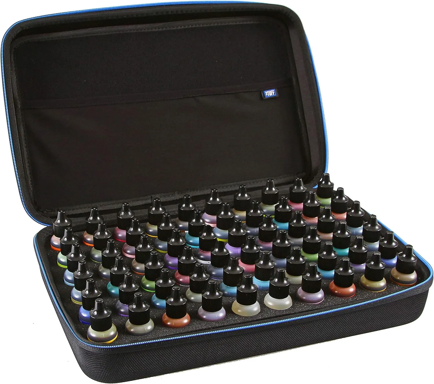 2TUFF Alcohol Ink Storage Case and Paint Carry Case - Fits up to 60 bottles - Alcohol Ink Case and Miniature Paint Organizer for Ink and Paints with Foam Insert and Inner Storage Pocket