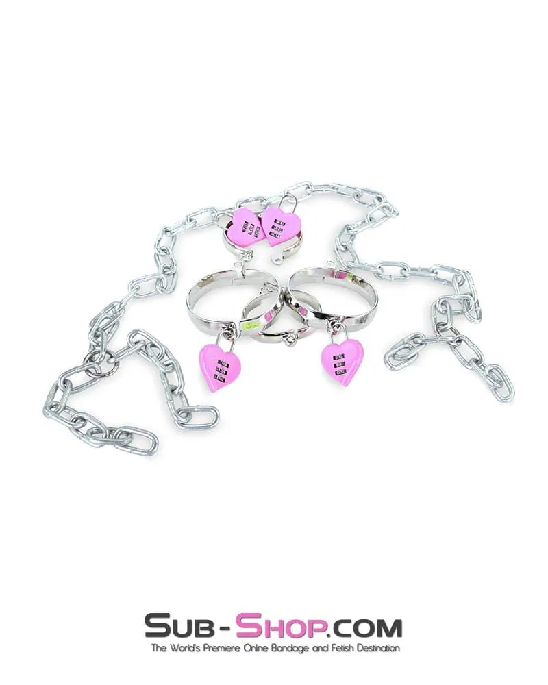 3307M      Pink Heart Combination Bondage Gear Lock