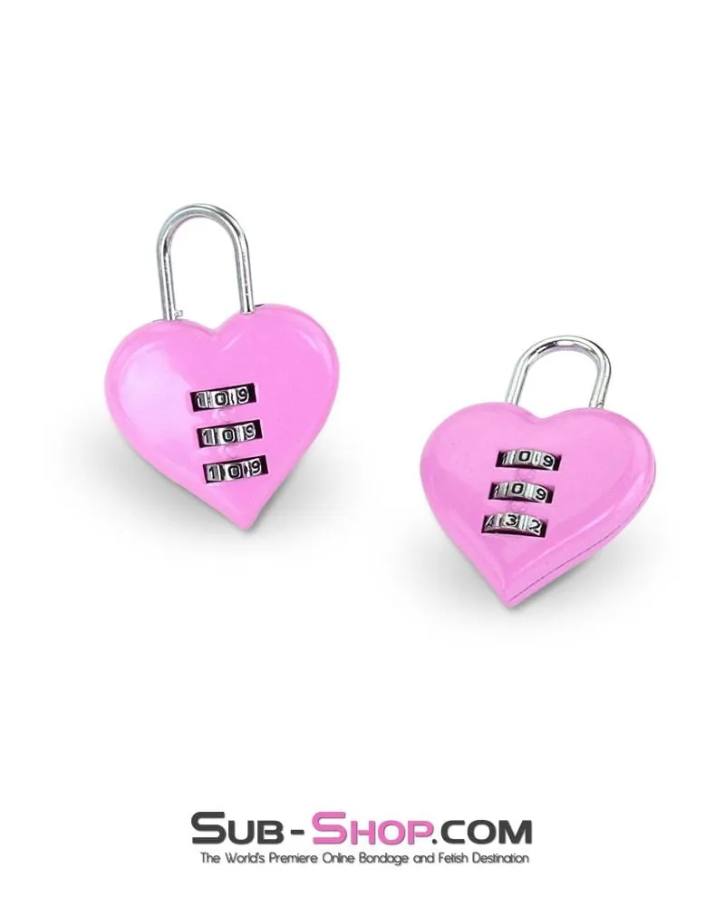 3307M      Pink Heart Combination Bondage Gear Lock