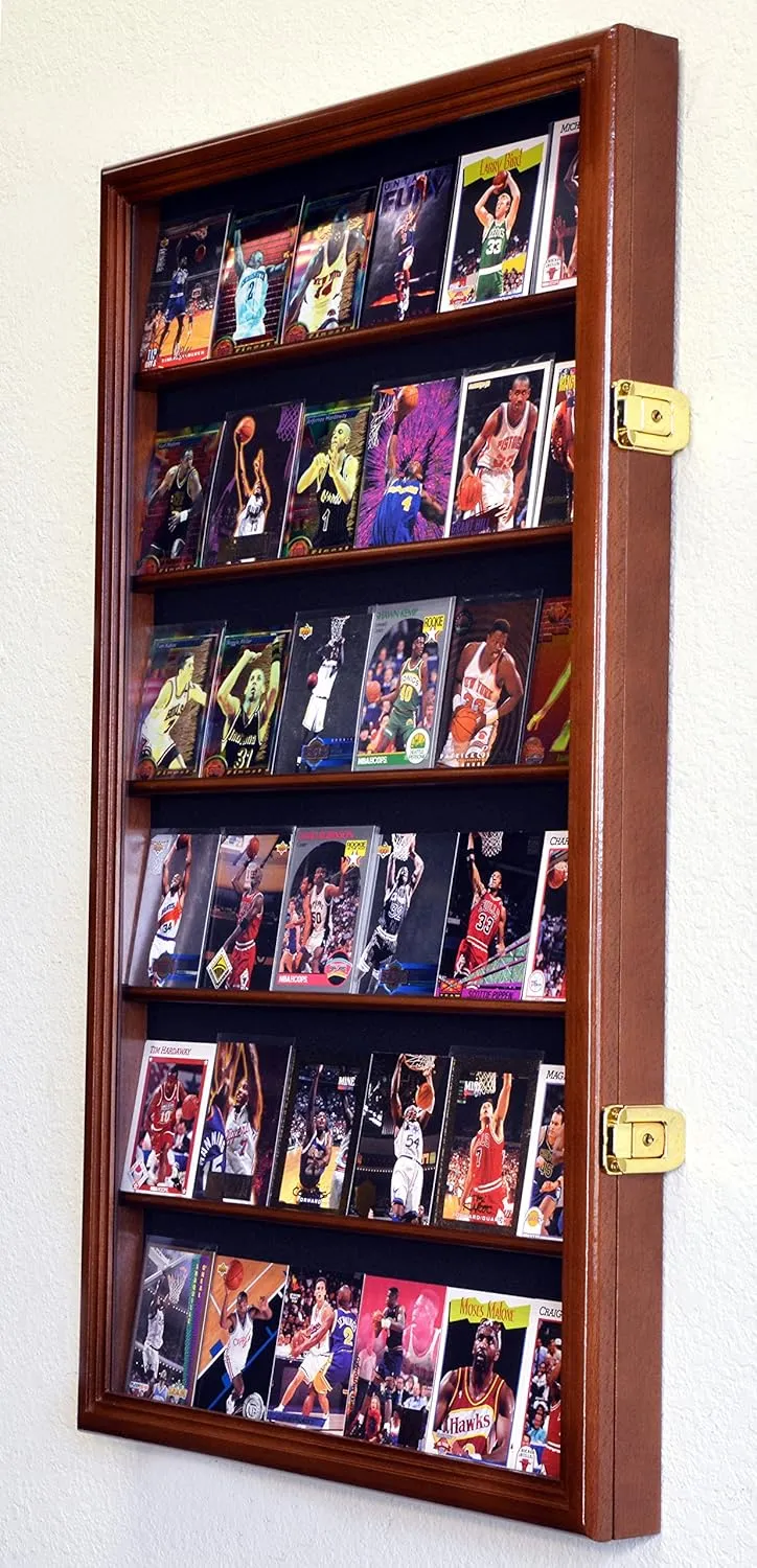 36 Sport Cards Collectible Card Display Case Cabinet Holder Wall Rack 98% UV, Lockable