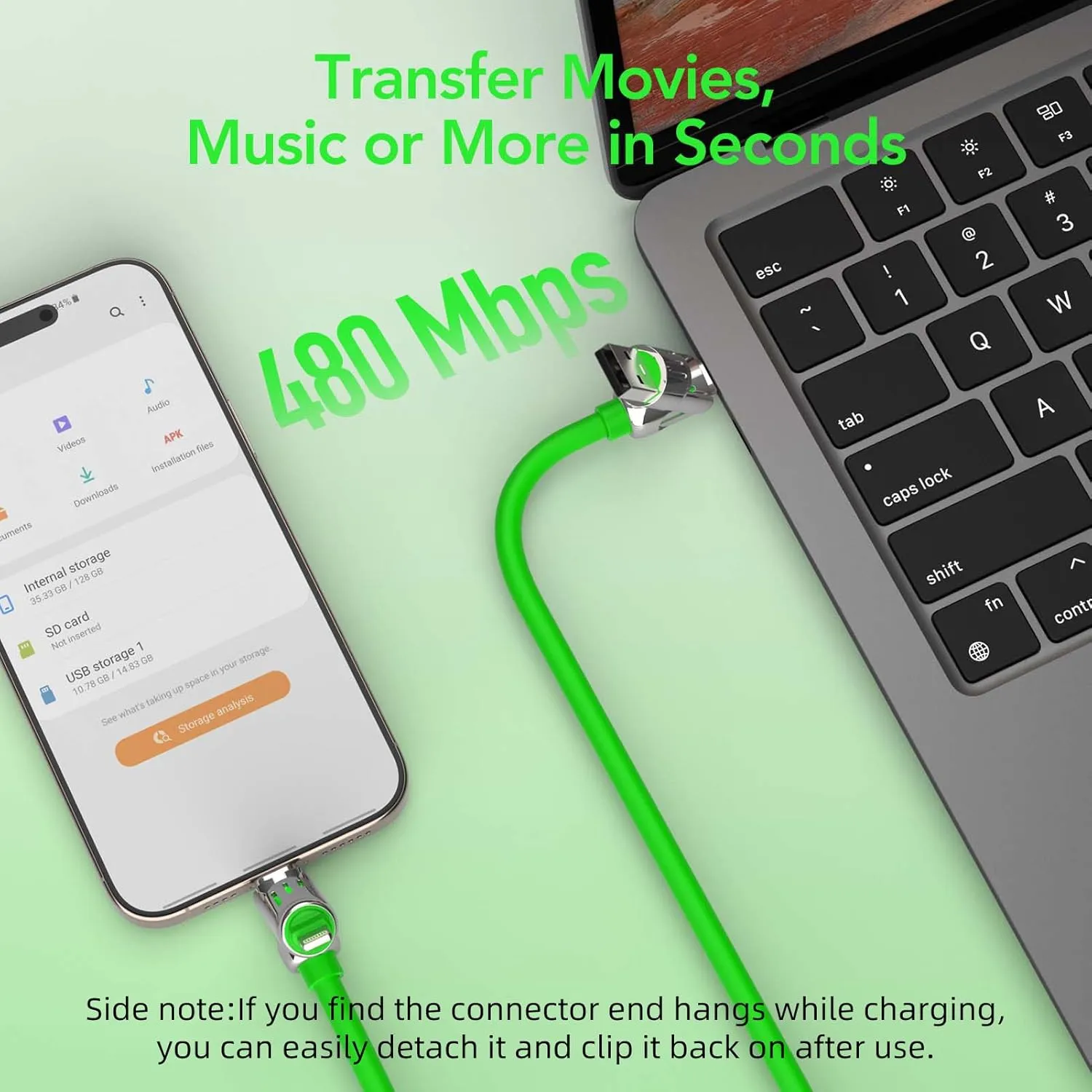 4-in-1 Universal Multi USB Charging Cable – 240W Max Fast Charger Cord with Multiple Connectors for iPhone 16/15/14/13, iPad, Samsung, MacBook, Tablets & More (Green, 6.6Ft)