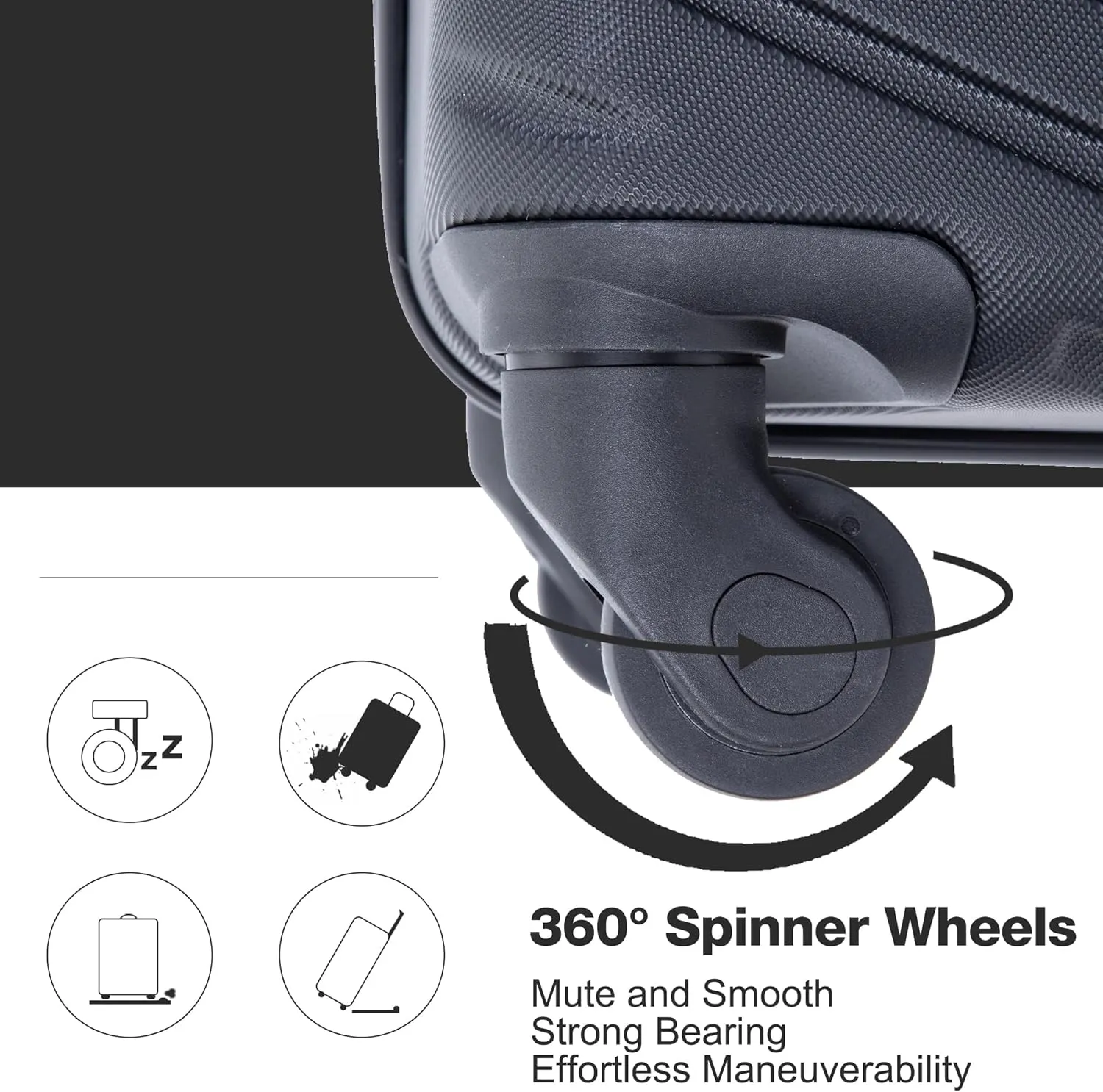 4-Piece Hardside Luggage Set with TSA Lock, Lightweight ABS Suitcases With Spinner Wheel, 16/20/24/28 inch, Black