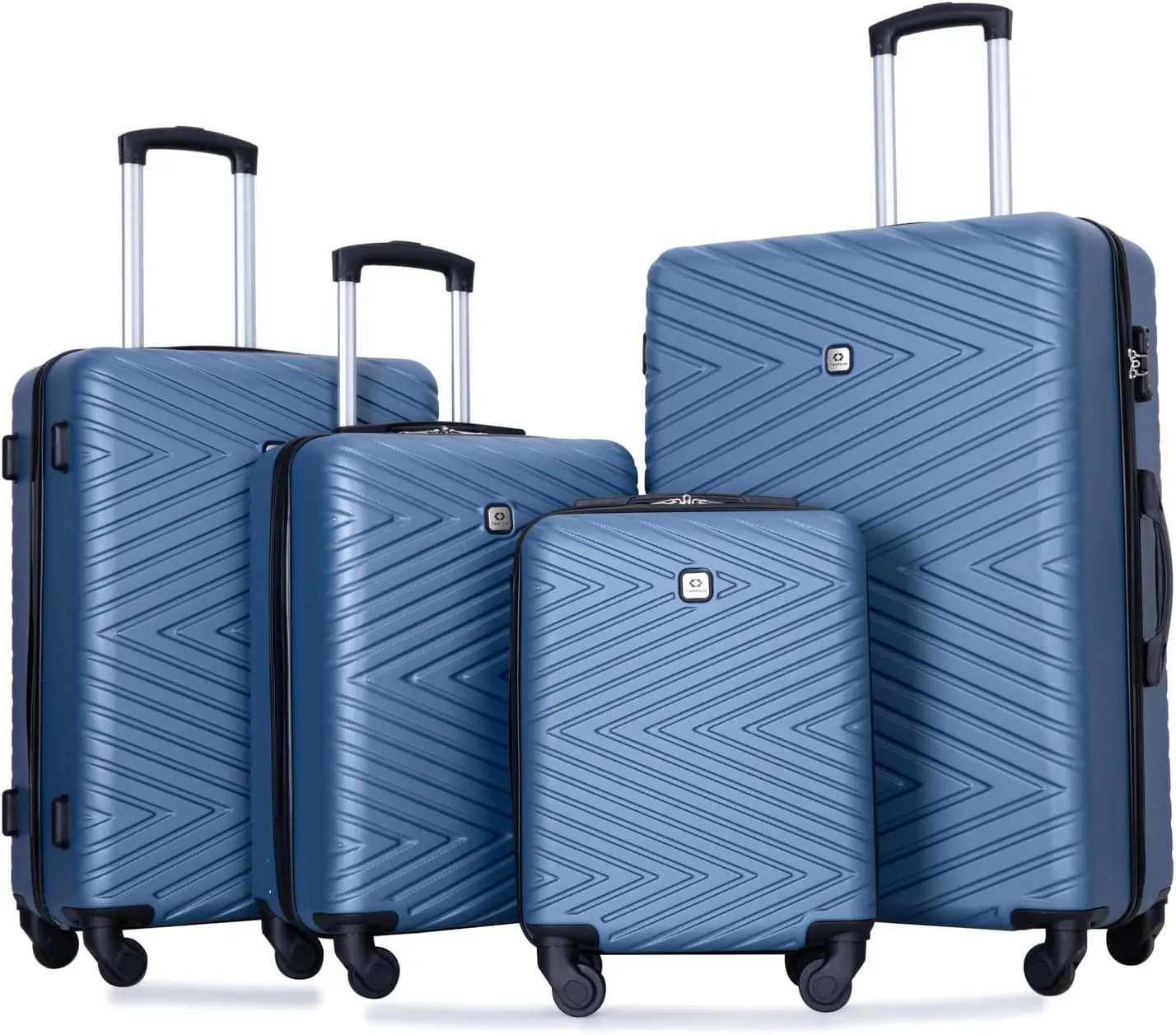 4-Piece Hardside Luggage Set with TSA Lock, Lightweight ABS Suitcases With Spinner Wheel, 16/20/24/28 inch, Blue