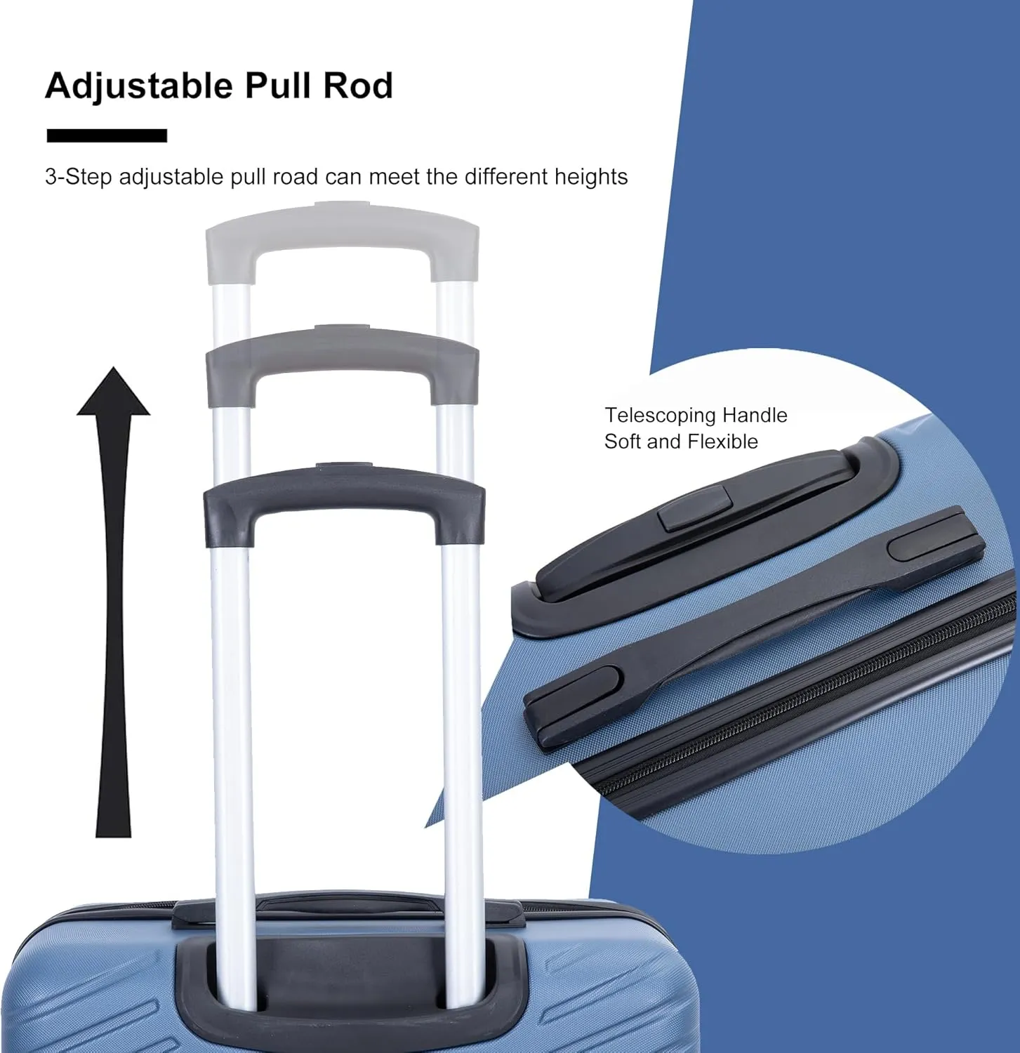 4-Piece Hardside Luggage Set with TSA Lock, Lightweight ABS Suitcases With Spinner Wheel, 16/20/24/28 inch, Blue