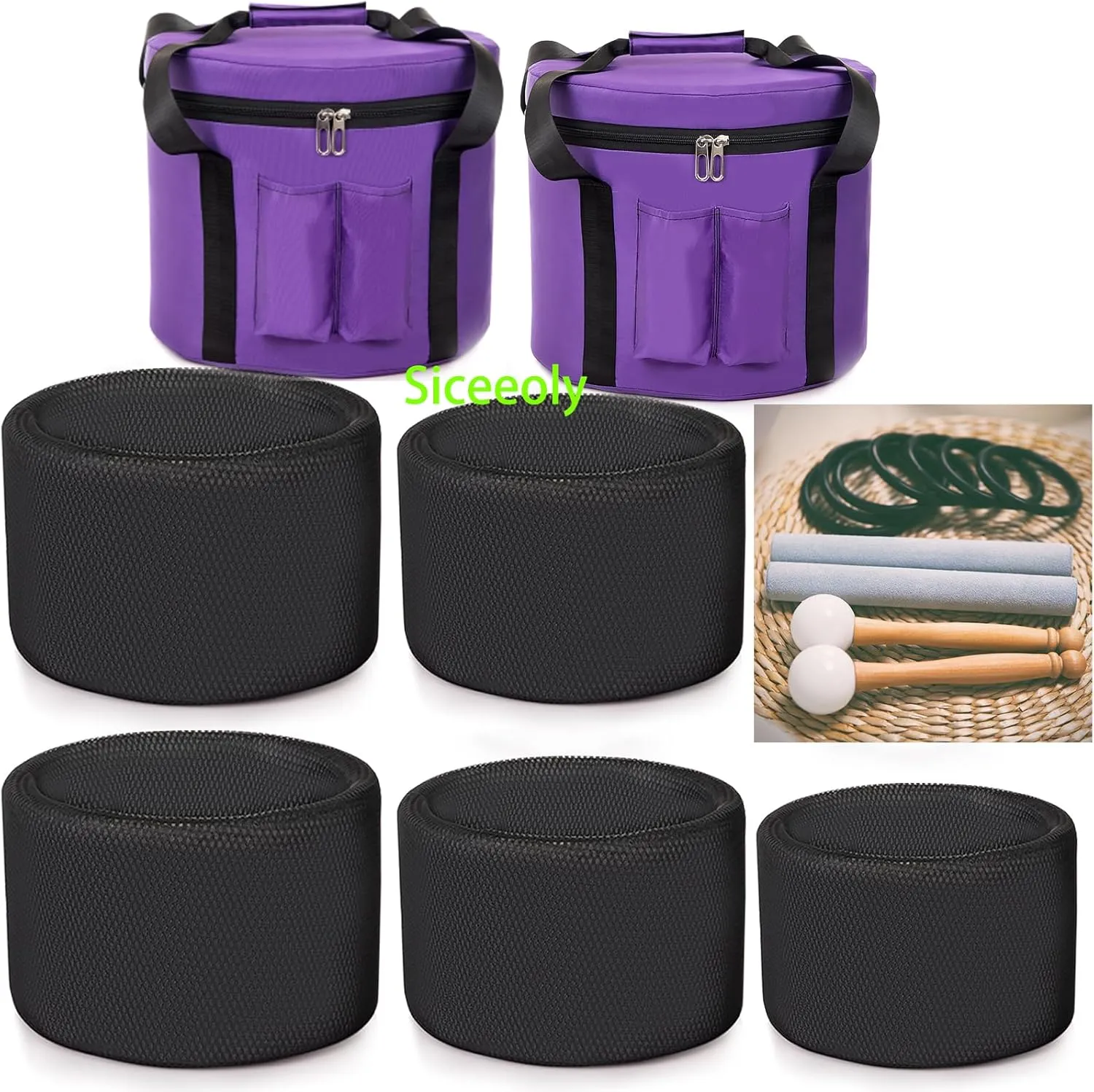 7-12 inch 432HZ Candy Color Crystal Singing Bowls Chakra Set of 7 Meditation Bowl Frosted Healing Quartz Sound Singing Bowls with 2 Travel Carry Case Bag 2 Mallet Suede 2 Strikers 7 O-rings