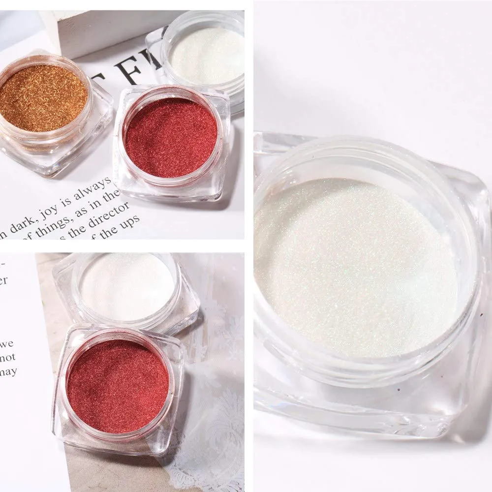 9 Pack Mirror Glitter Nail Pigment Powder Mix Gold Red White Nail Art Accessories Solvent Resistant Neon