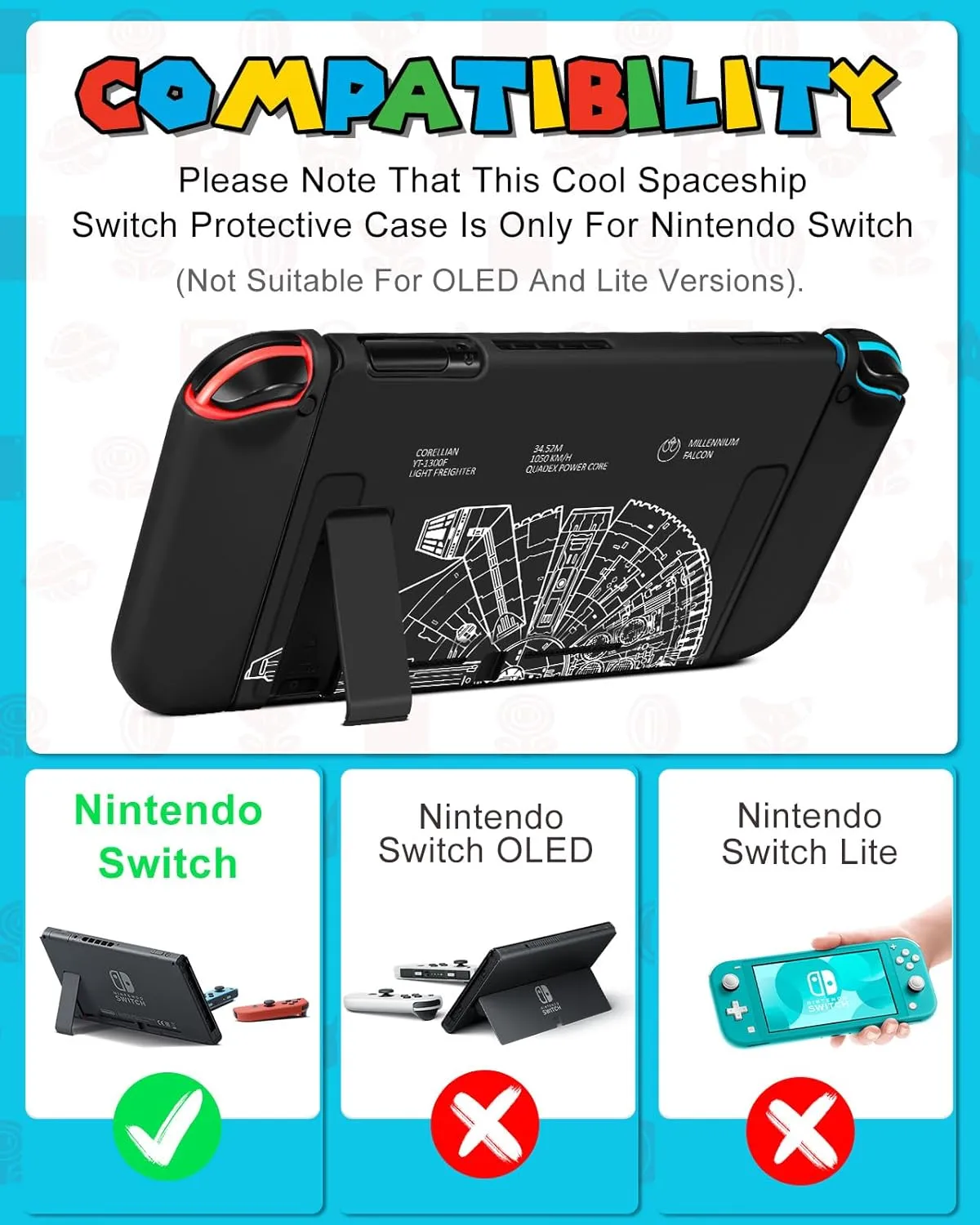 9in1 Cool Ship Switch Case for Nintendo Switch Carrying Cases & Storage Accessories Bundle Kit Thumb Grips Game Holder Dockable Skin Shoulder Strap Sticker for Switch Travel Pouch Bag