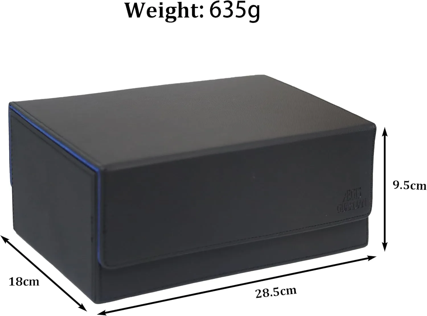 AEGIS GUARDIAN Commander Deck Box Hold 600  Sleeved Cards, Card Deck Box with 2 Dice Tray Fit for TCG MTG CCG, Holds up to 4 Card Storage Boxes, PU Leather Strong Magnet, Black and Blue