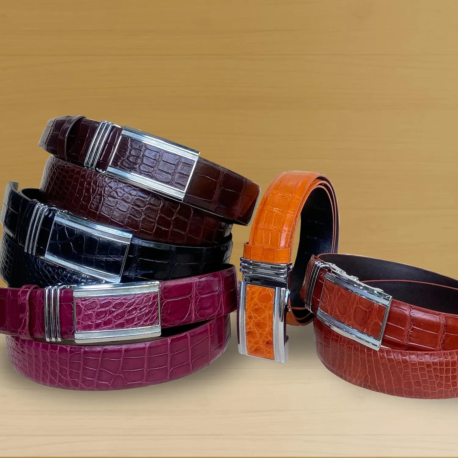 AIIigator Belt Men Leather Straight Belts Handmade Buckle Durable Dress Belt Classic Fashion Gift For Dad Boss Teacher