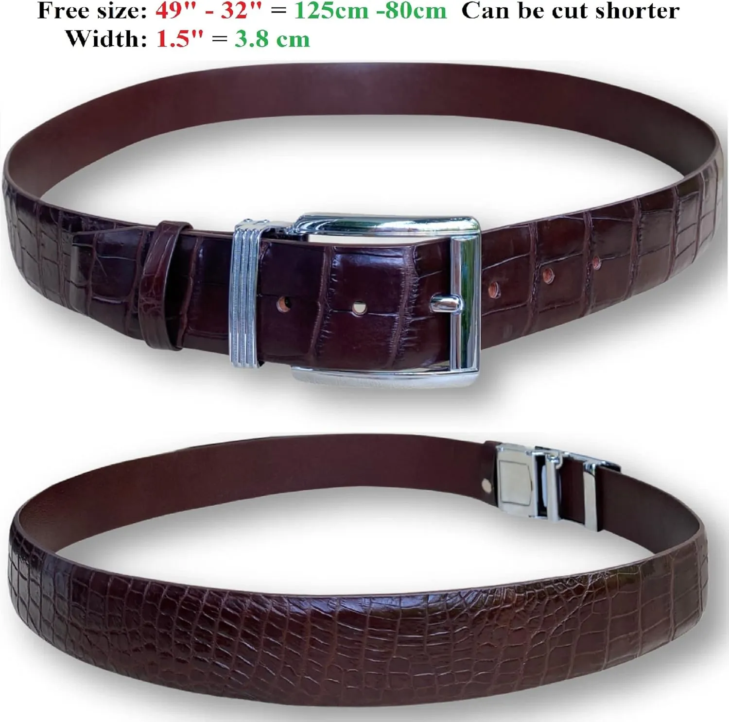 AIIigator Belt Men Leather Straight Belts Handmade Buckle Durable Dress Belt Classic Fashion Gift For Dad Boss Teacher