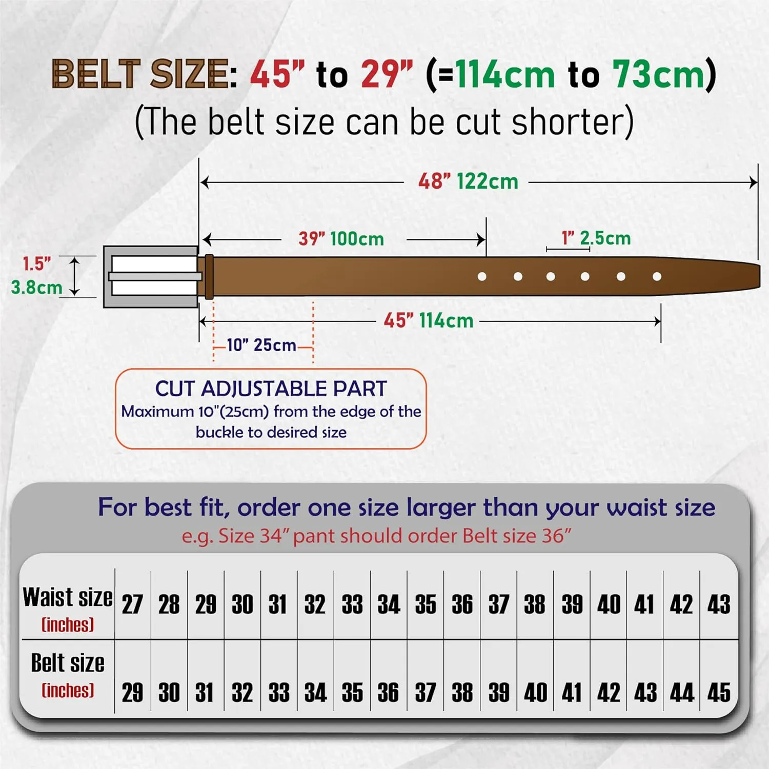 AIIigator Belt Men Leather Straight Belts Handmade Buckle Durable Dress Belt Classic Fashion Gift For Dad Boss Teacher