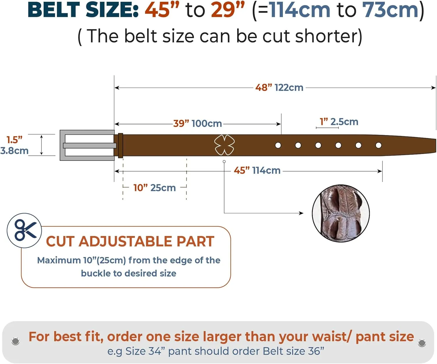 AIIigator Belt Men Leather Straight Belts Handmade Buckle Durable Dress Belt Classic Fashion Gift For Dad Boss Teacher