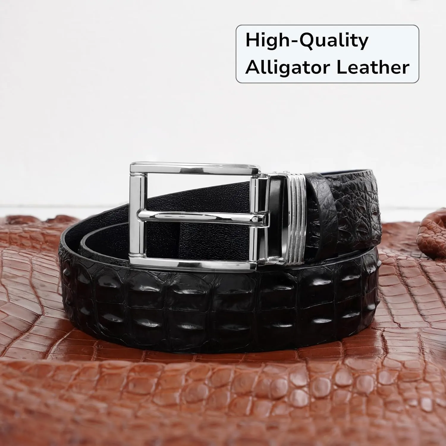 AIIigator Belt Men Leather Straight Belts Handmade Buckle Durable Dress Belt Classic Fashion Gift For Dad Boss Teacher