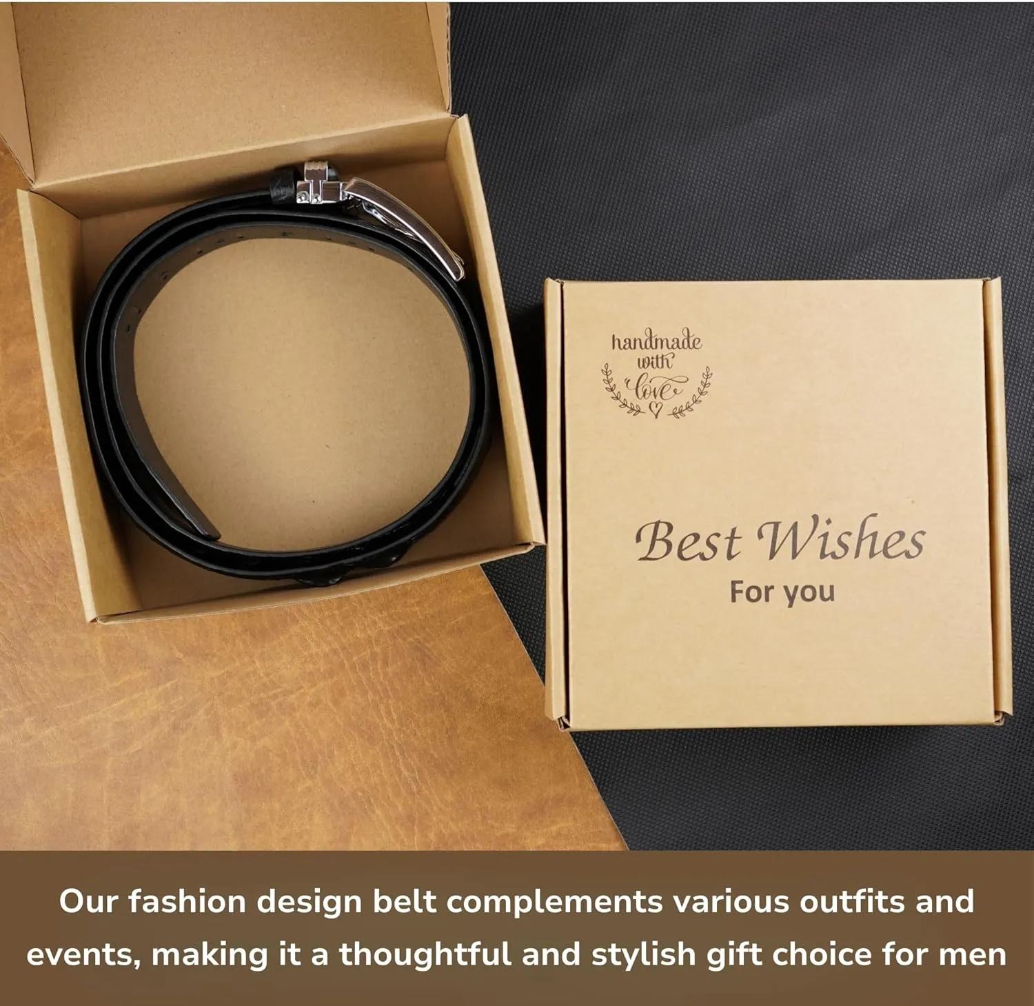 AIIigator Belt Men Leather Straight Belts Handmade Buckle Durable Dress Belt Classic Fashion Gift For Dad Boss Teacher