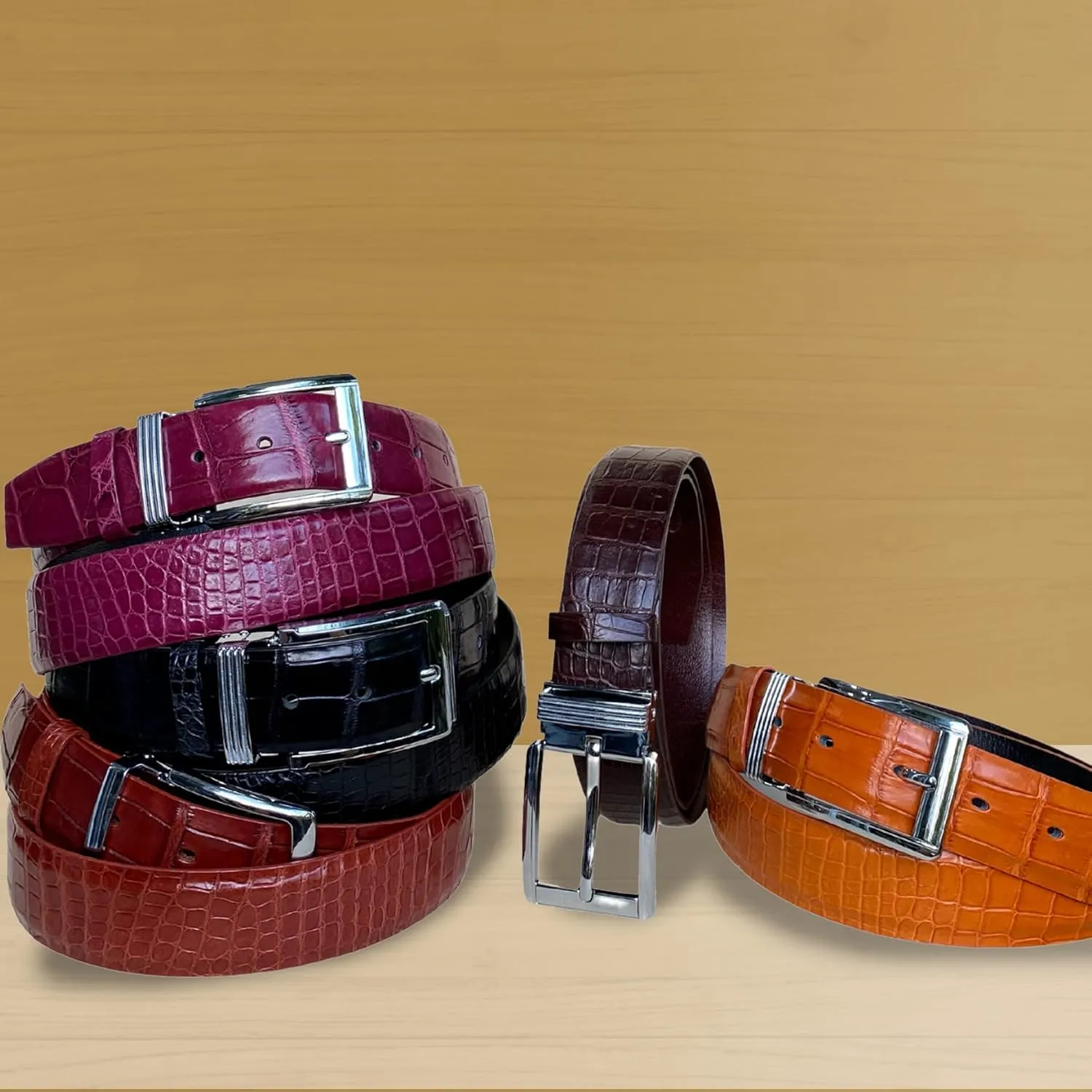 AIIigator Belt Men Leather Straight Belts Handmade Buckle Durable Dress Belt Classic Fashion Gift For Dad Boss Teacher