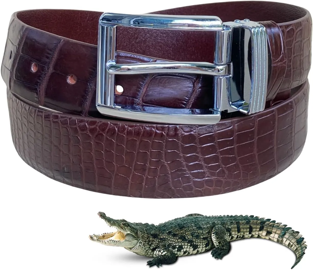 AIIigator Belt Men Leather Straight Belts Handmade Buckle Durable Dress Belt Classic Fashion Gift For Dad Boss Teacher