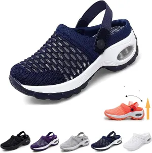 Air Cushion Orthopedic Slip On Shoes, 2023 New Air Cushion Slip-on Walking Shoes Orthopedic Diabetic Walking Sandals Shoes, Arch Support Orthopedic Stretch Sandals Slippers for Women (8.5, Blue)