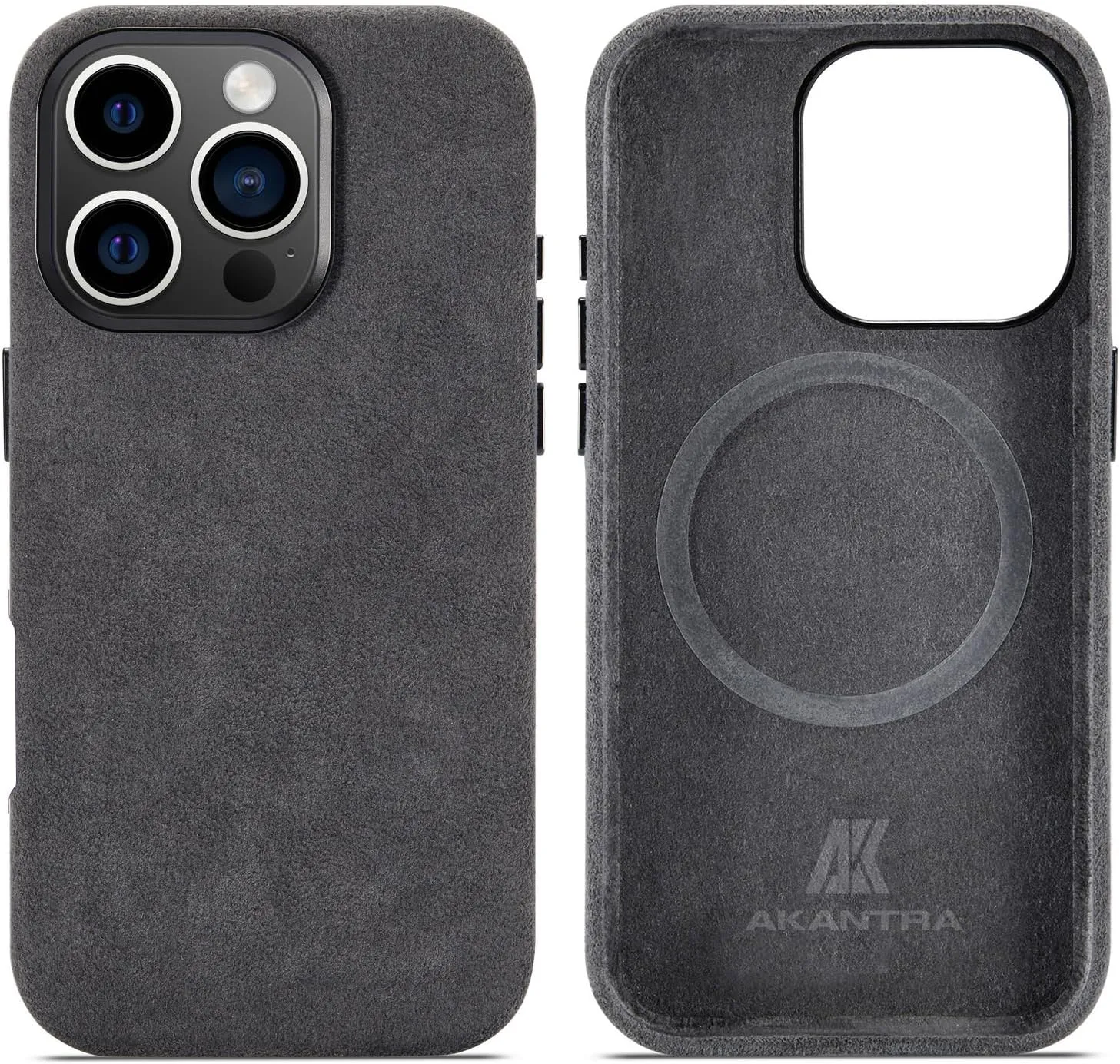 Alcantara Case for Apple iPhone Pro Max, Handmade Fully-Wrapped Synthetic Suede Cover, Compatible with Magsafe Wireless Charging (Black, for iPhone16 Pro Max)