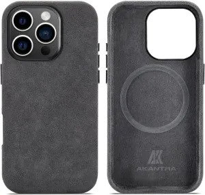 Alcantara Case for Apple iPhone Pro Max, Handmade Fully-Wrapped Synthetic Suede Cover, Compatible with Magsafe Wireless Charging (Black, for iPhone16 Pro Max)