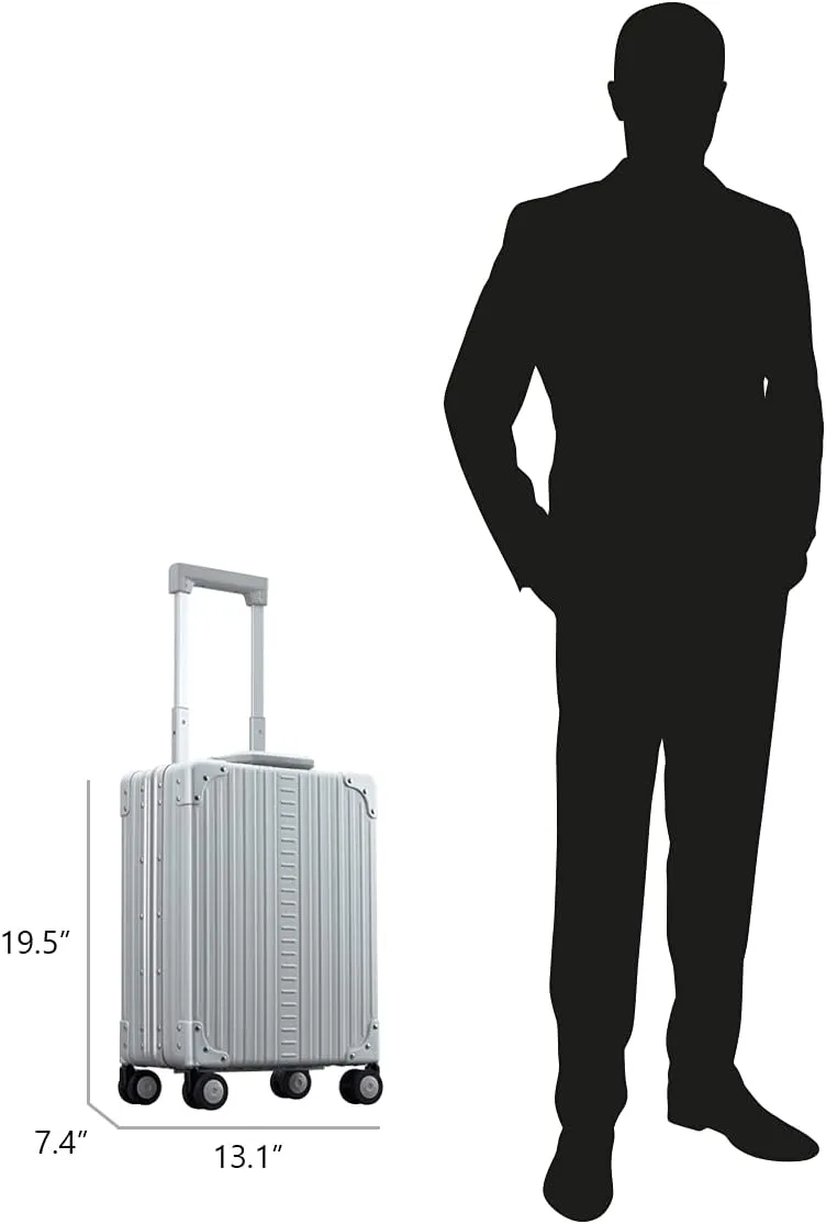 Aleon 20" All Aluminum Business Briefcase - Vertical Open Carry-On, TSA Approved Suitcase, Four 360° spinner wheels, Laptop Compartment, Hard Side Cabin Bag for Travel & Business (Onyx)