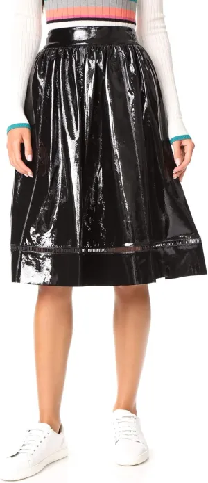 Alice   Olivia Misty Patent Leather Skirt 0 Black