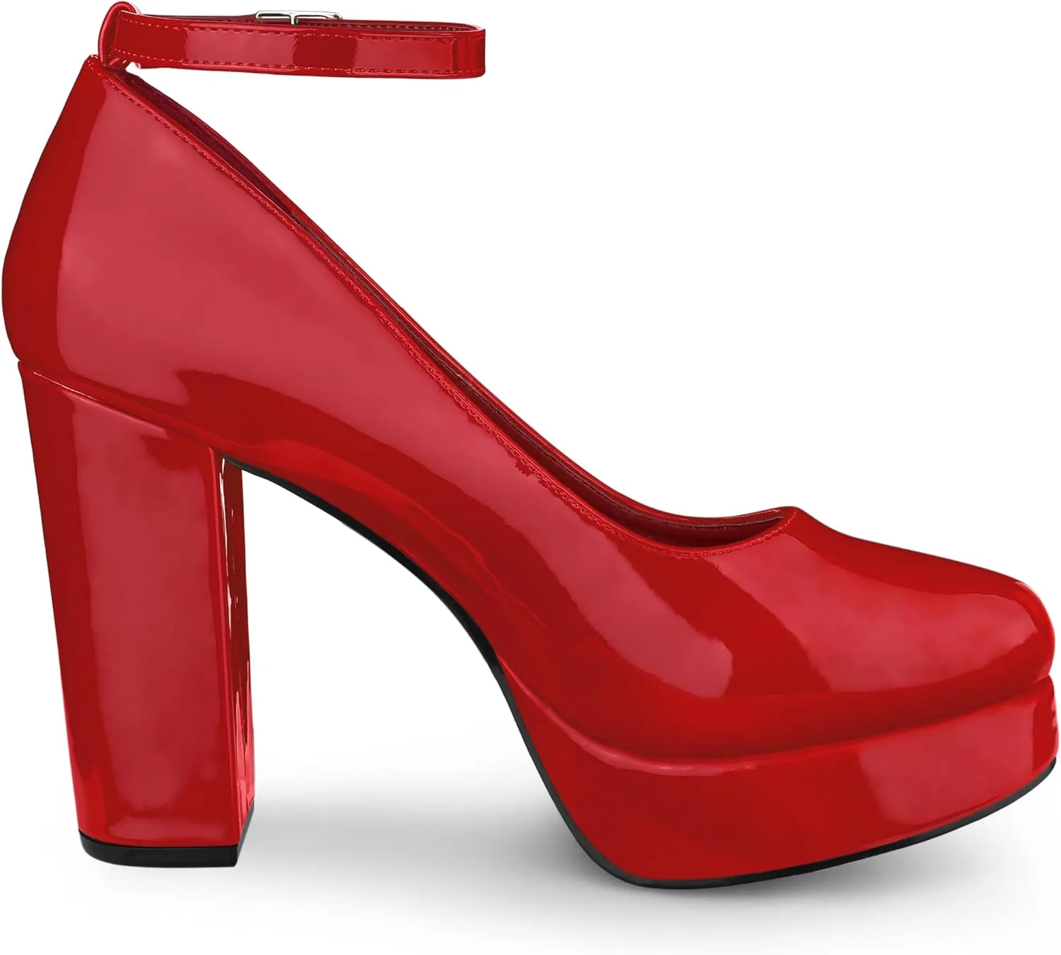 Allegra K Women's Platform Ankle Strap Chunky Heel Mary Janes Pumps