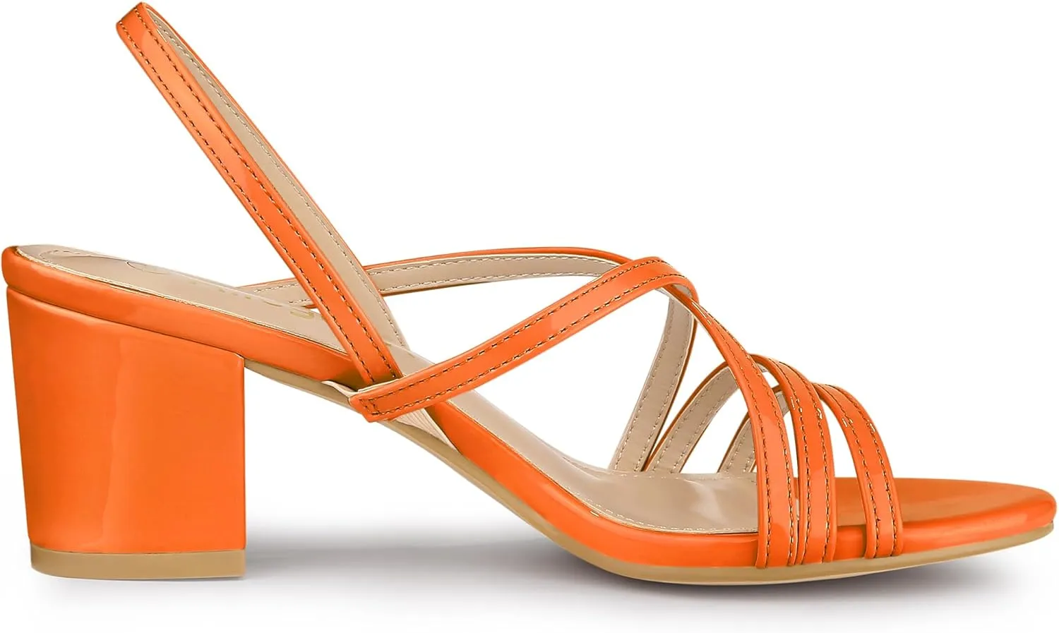 Allegra K Women's Strappy Slingback Chunky Heels Slide Sandals