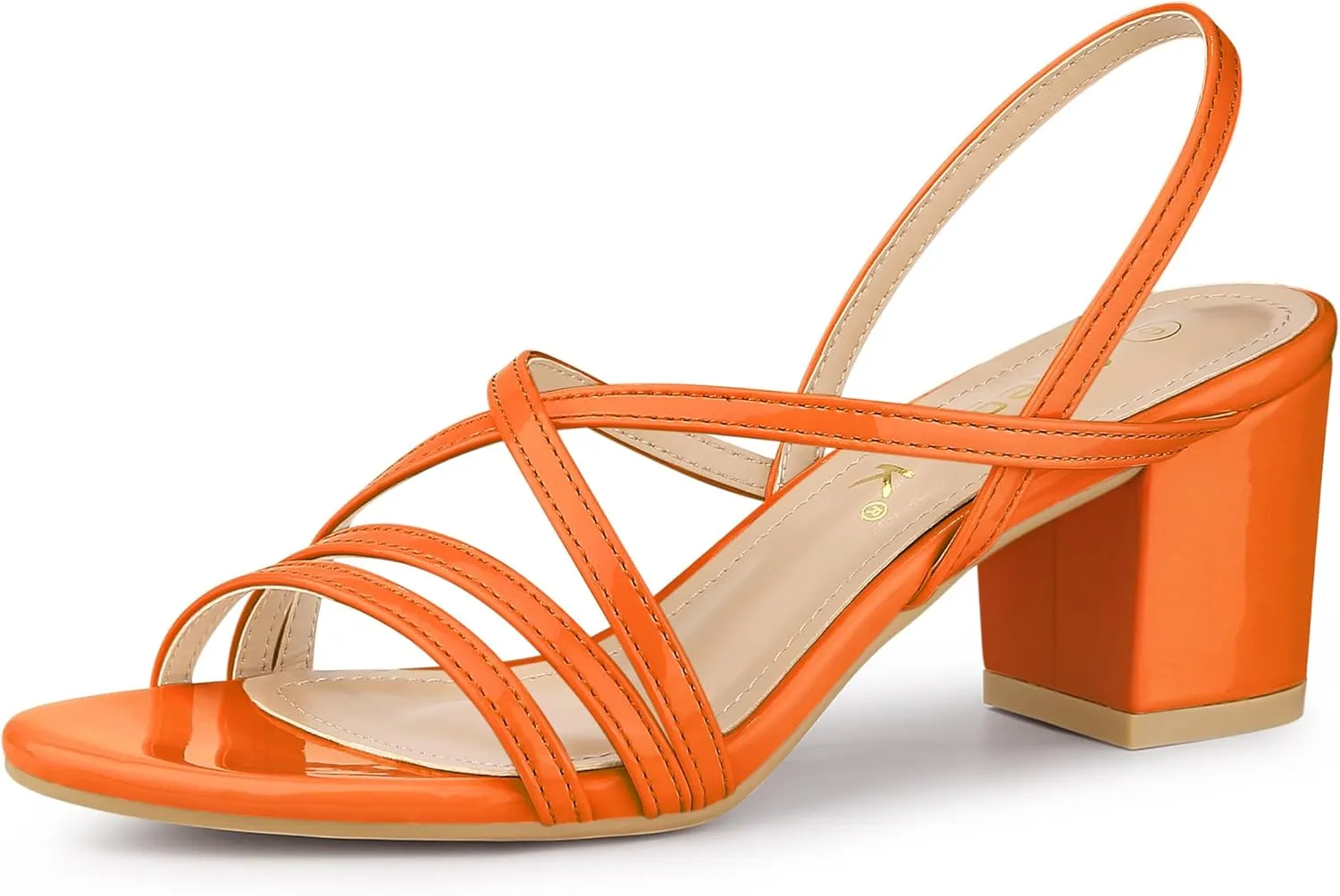 Allegra K Women's Strappy Slingback Chunky Heels Slide Sandals