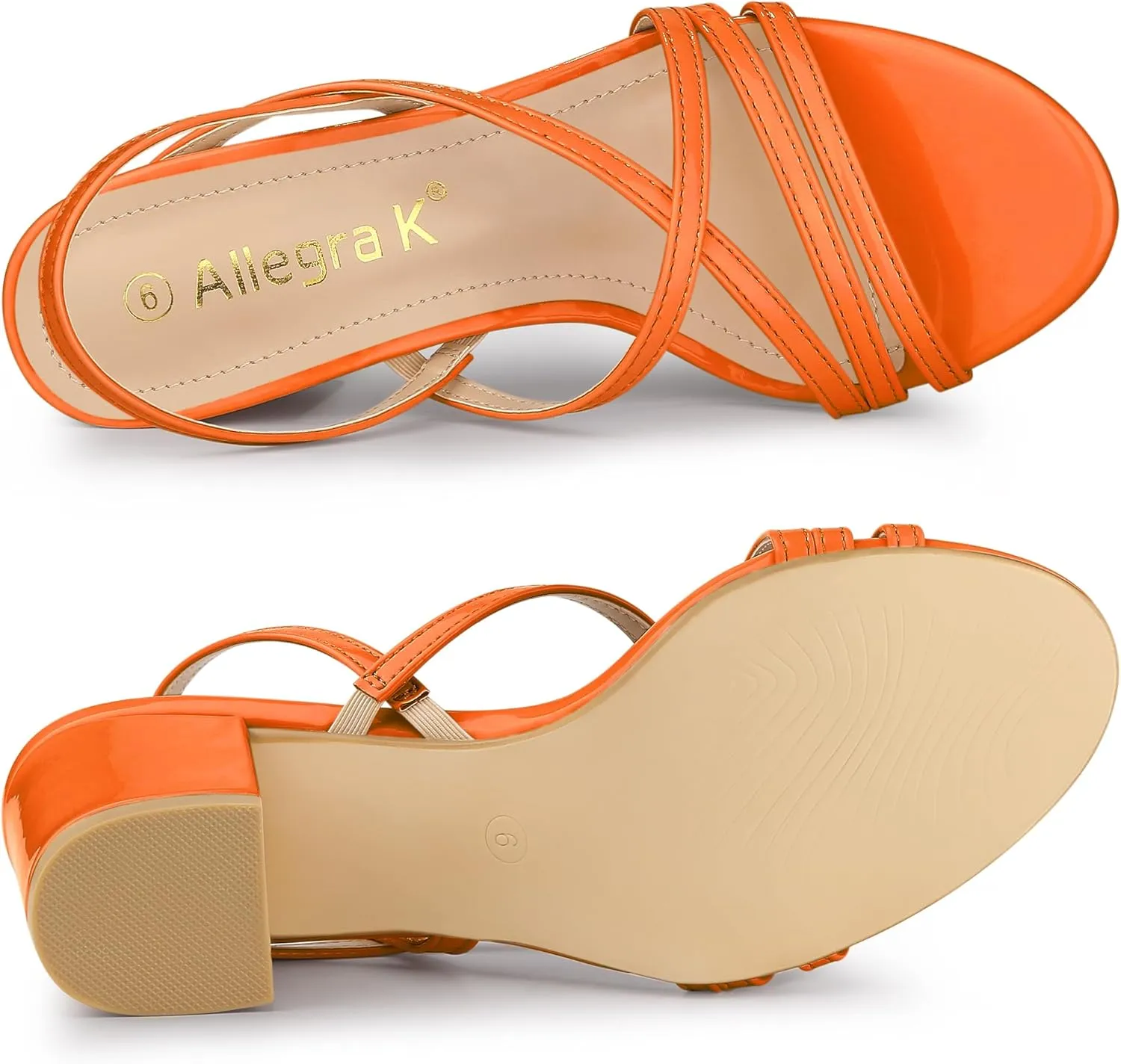 Allegra K Women's Strappy Slingback Chunky Heels Slide Sandals