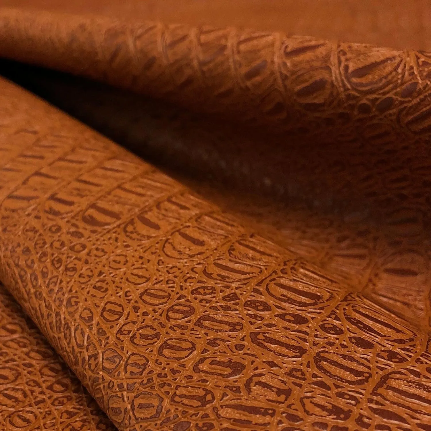 Alligator Fabric, Soft Textured Crocodile Vinyl Faux Leather, Gator Skin Embossed Upholstery DIY Craft and Clips Pleather Sheets – Individual 1 Yard Cut Cut 36”x54” (Rawhide)