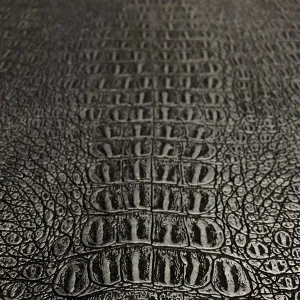 Alligator Fabric, Soft Textured Crocodile Vinyl Faux Leather, Gator Skin Embossed Upholstery DIY Craft and Clips Pleather Sheets – One Foot Cut 12”x54” (Pewter Metallic)