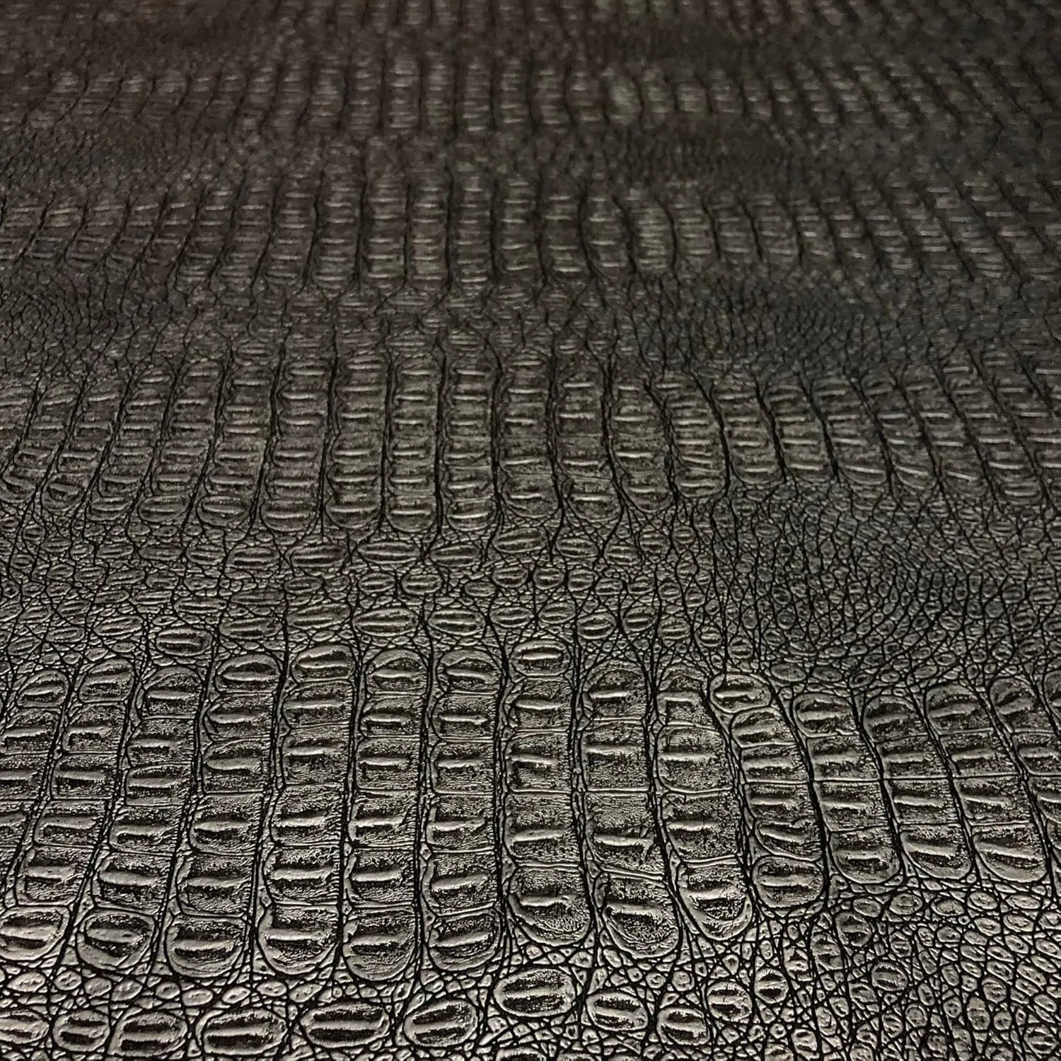 Alligator Fabric, Soft Textured Crocodile Vinyl Faux Leather, Gator Skin Embossed Upholstery DIY Craft and Clips Pleather Sheets – One Foot Cut 12”x54” (Pewter Metallic)