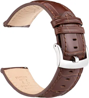 Alligator Grain Leather Watch Bands, Quick Release Top Grain Leather Watch Straps for Men & Women - Choice of Color & Width 18mm, 20mm, 21mm or 22mm, Wristband for Watch & Smartwatch