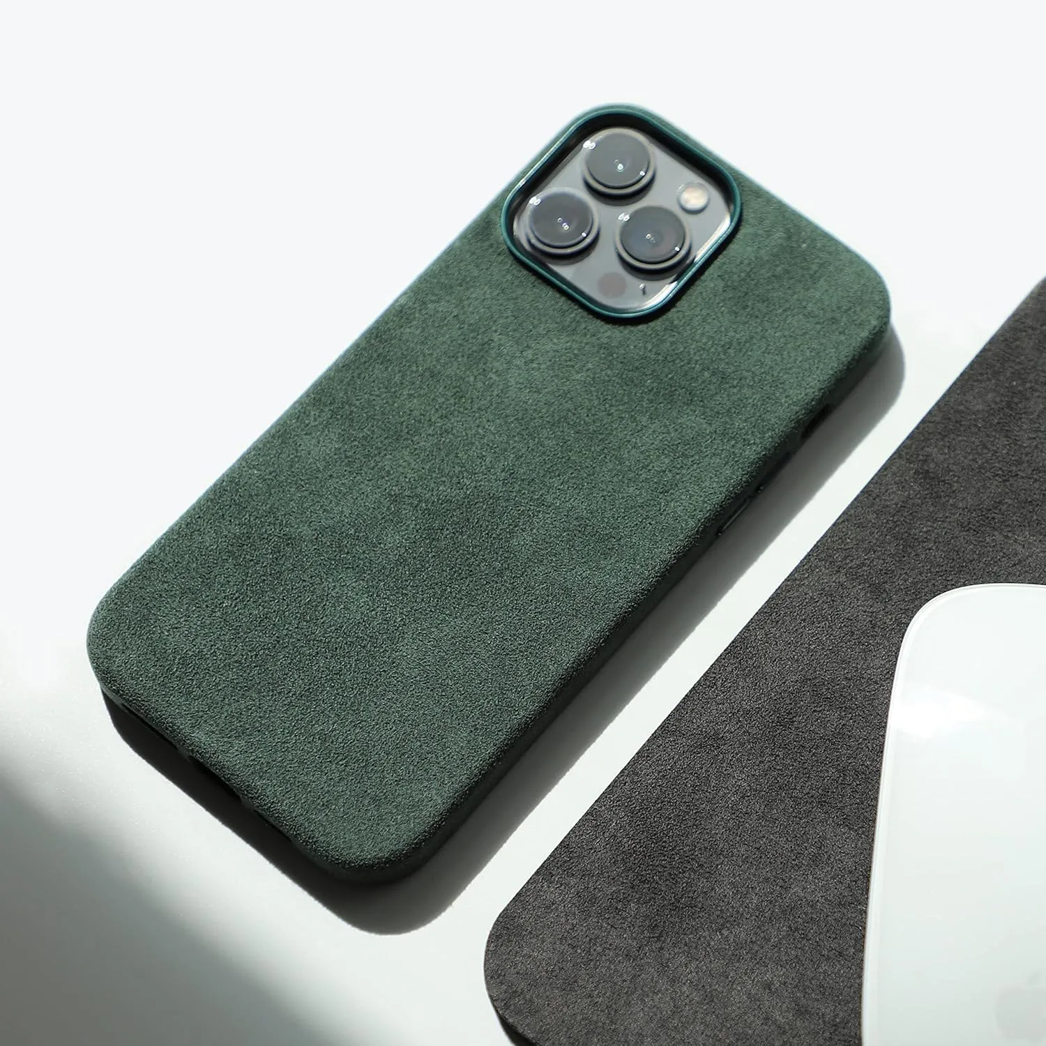 ALMA Alcantara Phone Case for iPhone 13 Series (13 Pro Max, Forest Green)