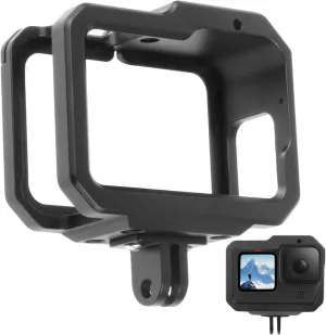 Aluminium Protective Cage for GoPro Hero 13/12/11/10/9, Durable Hard Frame Cases Protector, Strong Metal Housing Frame Video Cage with Sliding Cover