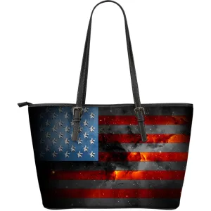 American Space Flag Leather Tote Bag