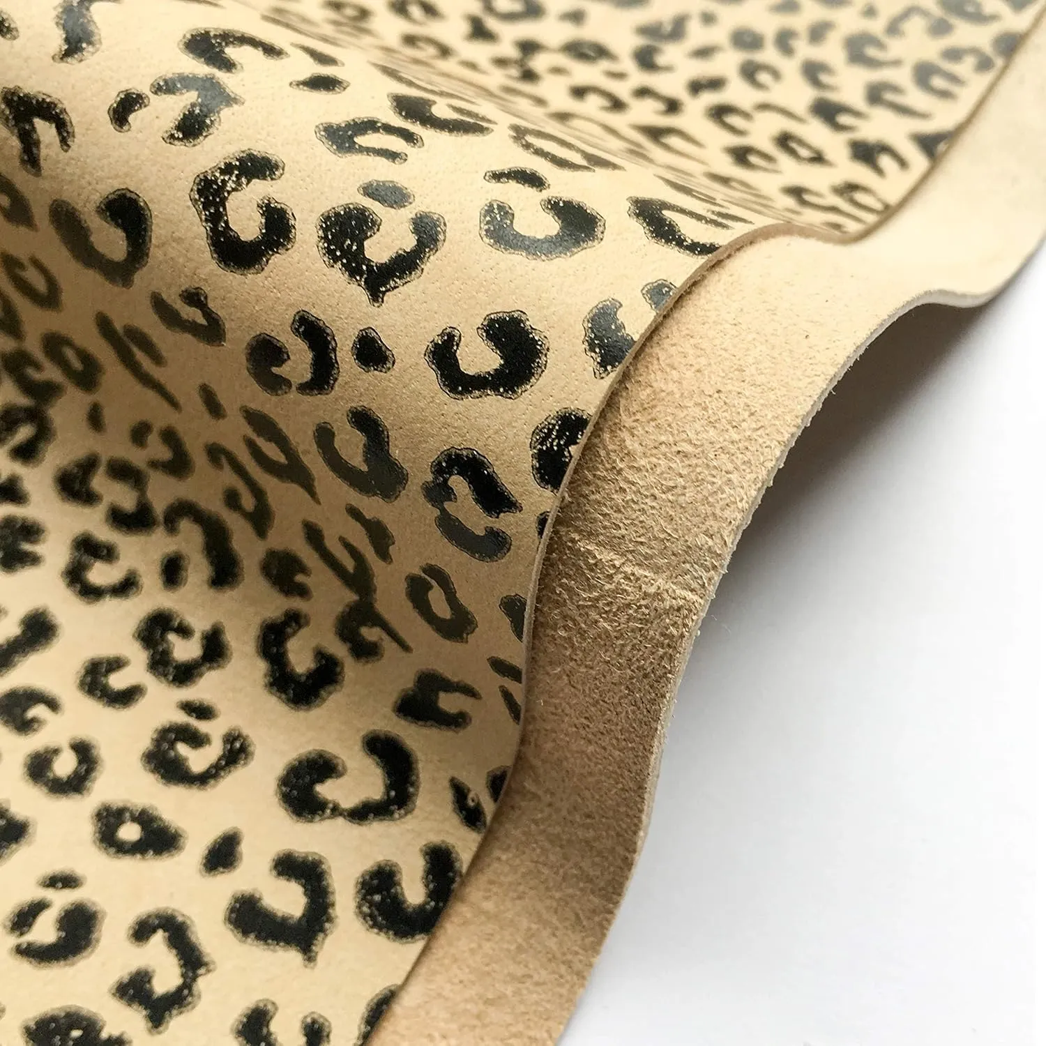 Animal Print REAL Leather Fabric: Genuine Leather Sheets for Earrings Leopard Print Soft Lambskin Leather(Iced Coffee, 10x10In/ 25x25cm)